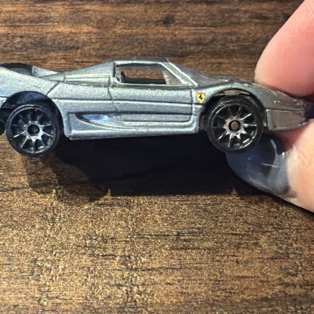 Vintage 2005 Hot Wheels Ferrari F50 Gray Silver Flames 1:64 Thailand Diecast